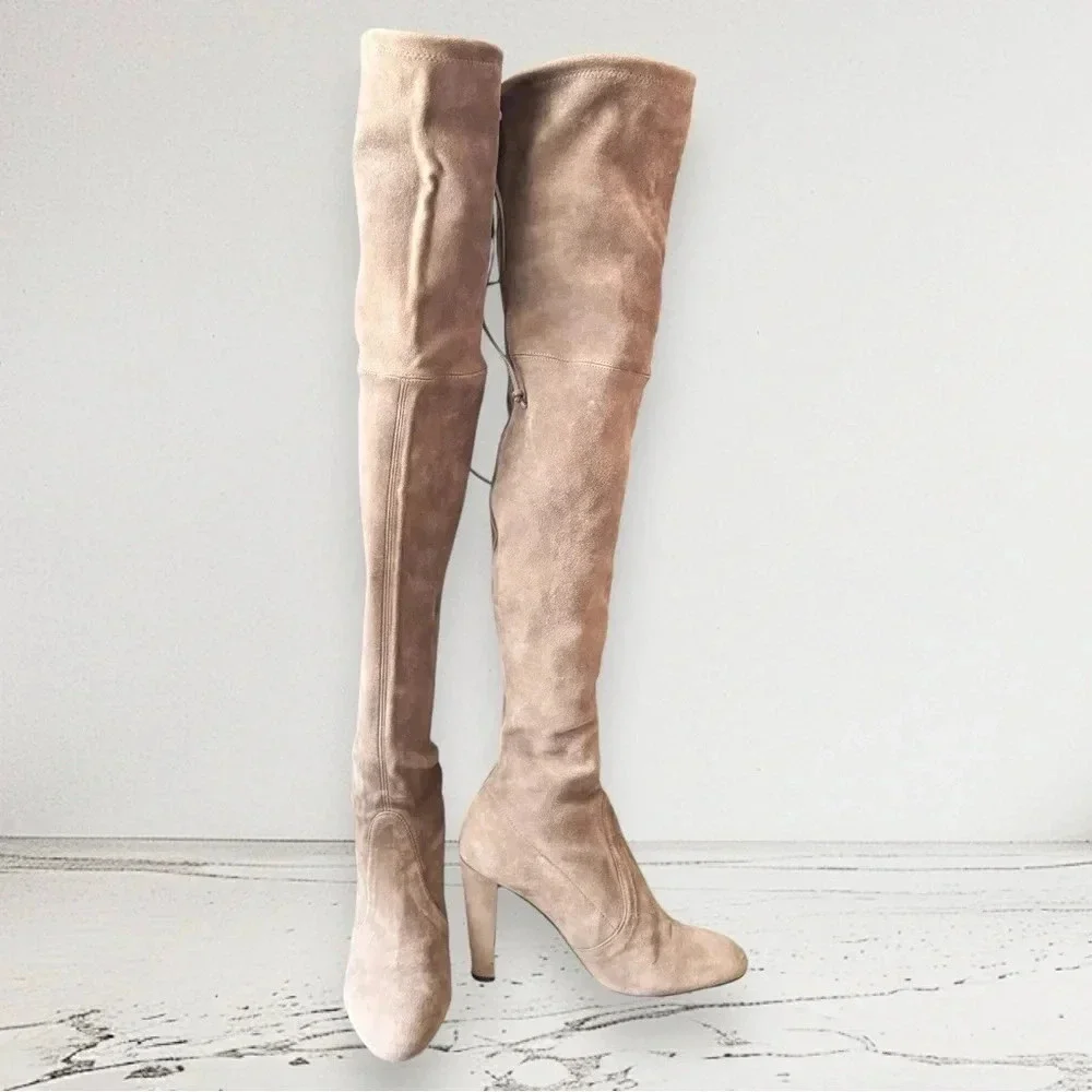 Stuart Weitzman Highland Heel Boot in Taupe Size 37